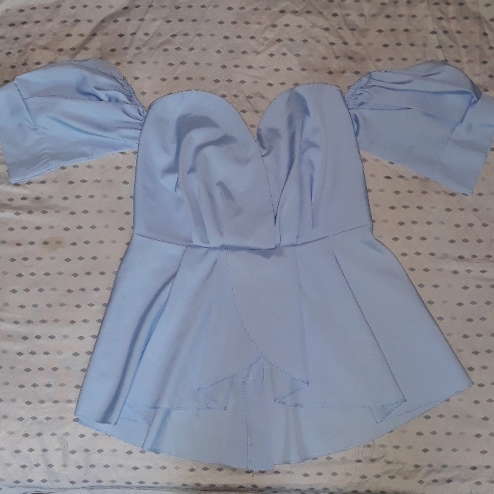 Button-up off-the-shoulder blouse